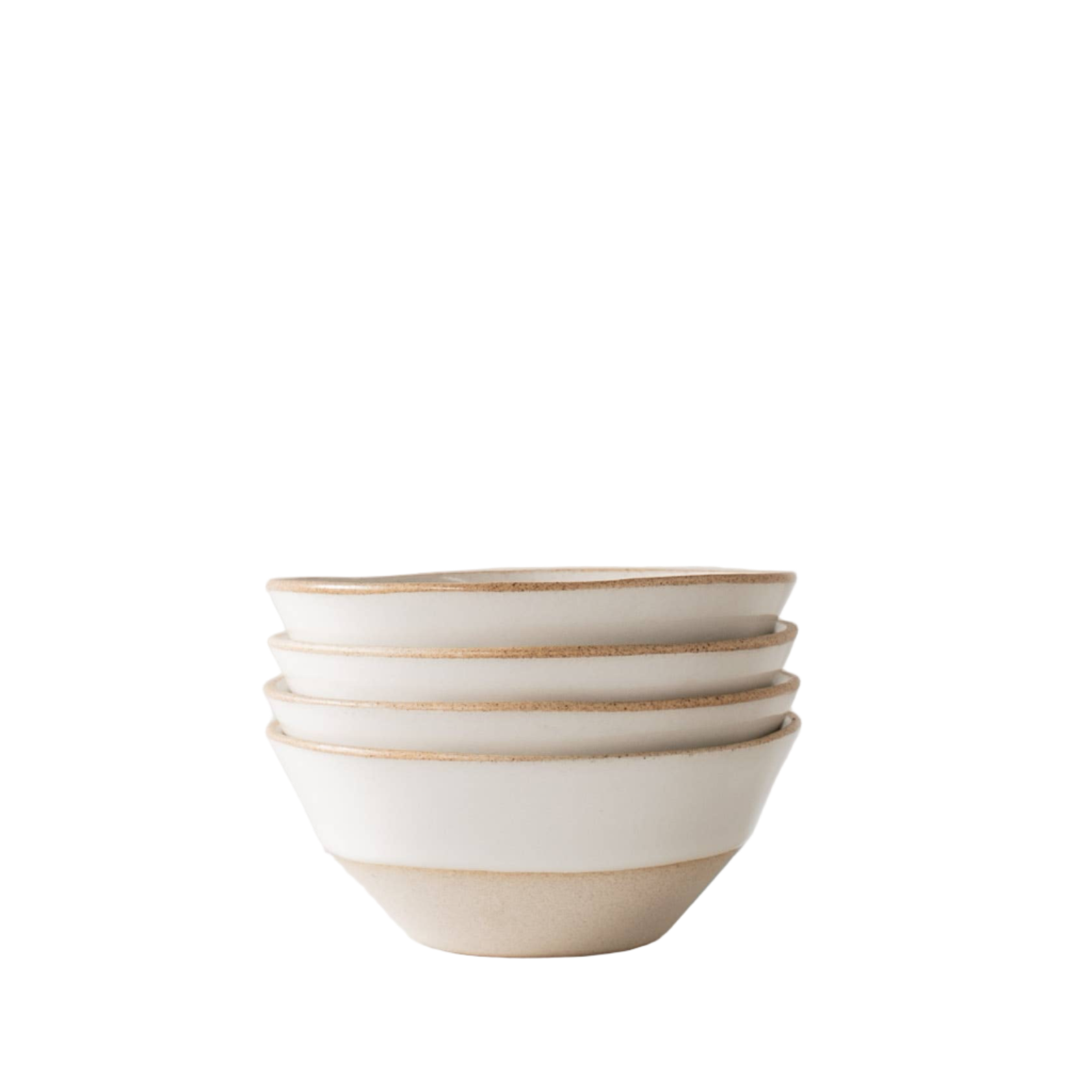 The Minimal Soup Bowl has a beige rim on a white glazed background, very versatile and durable.