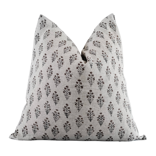 OLABISI - Indian Hand Block Print Pillow Cover: 22 in X 22 in