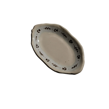 Stephanie Dawn Matthias custom artisan ceramic oval dish with small floral designs 