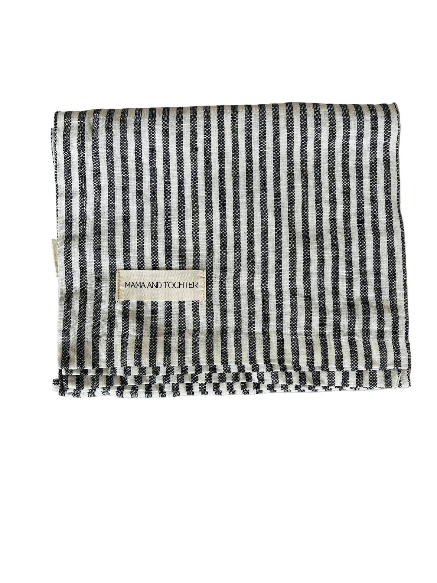 Pure French Linen Tea Towel - Charcoal Pinstripes