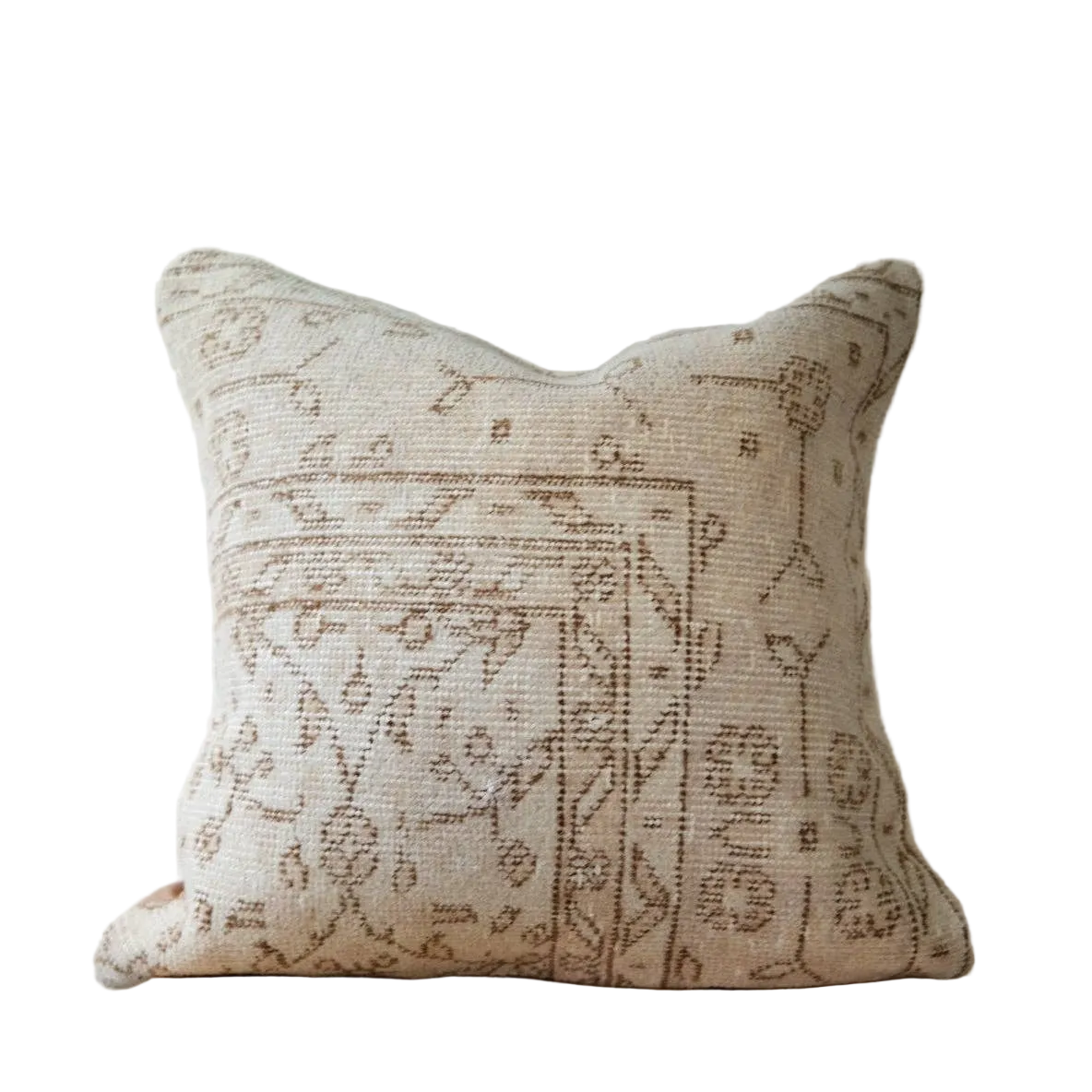 Rebecca Turkish Pillow with handwoven texture and subtle geometric pattern in neutral tones, perfect for adding artisanal, global-inspired style to sofas or beds.