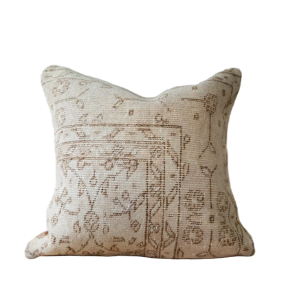 Rebecca Turkish Pillow with handwoven texture and subtle geometric pattern in neutral tones, perfect for adding artisanal, global-inspired style to sofas or beds.