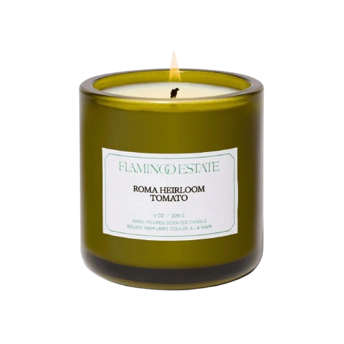 Roma Heirloom Tomato candle offering garden-inspired fragrance in decorative vessel