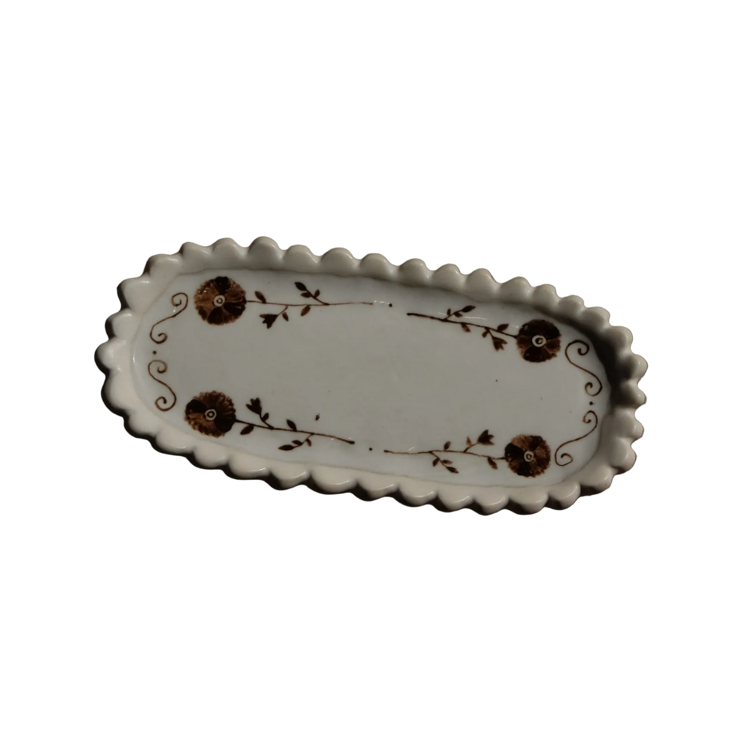 Stephanie Dawn Matthias ceramic tray with artisan flower designs and scalloping