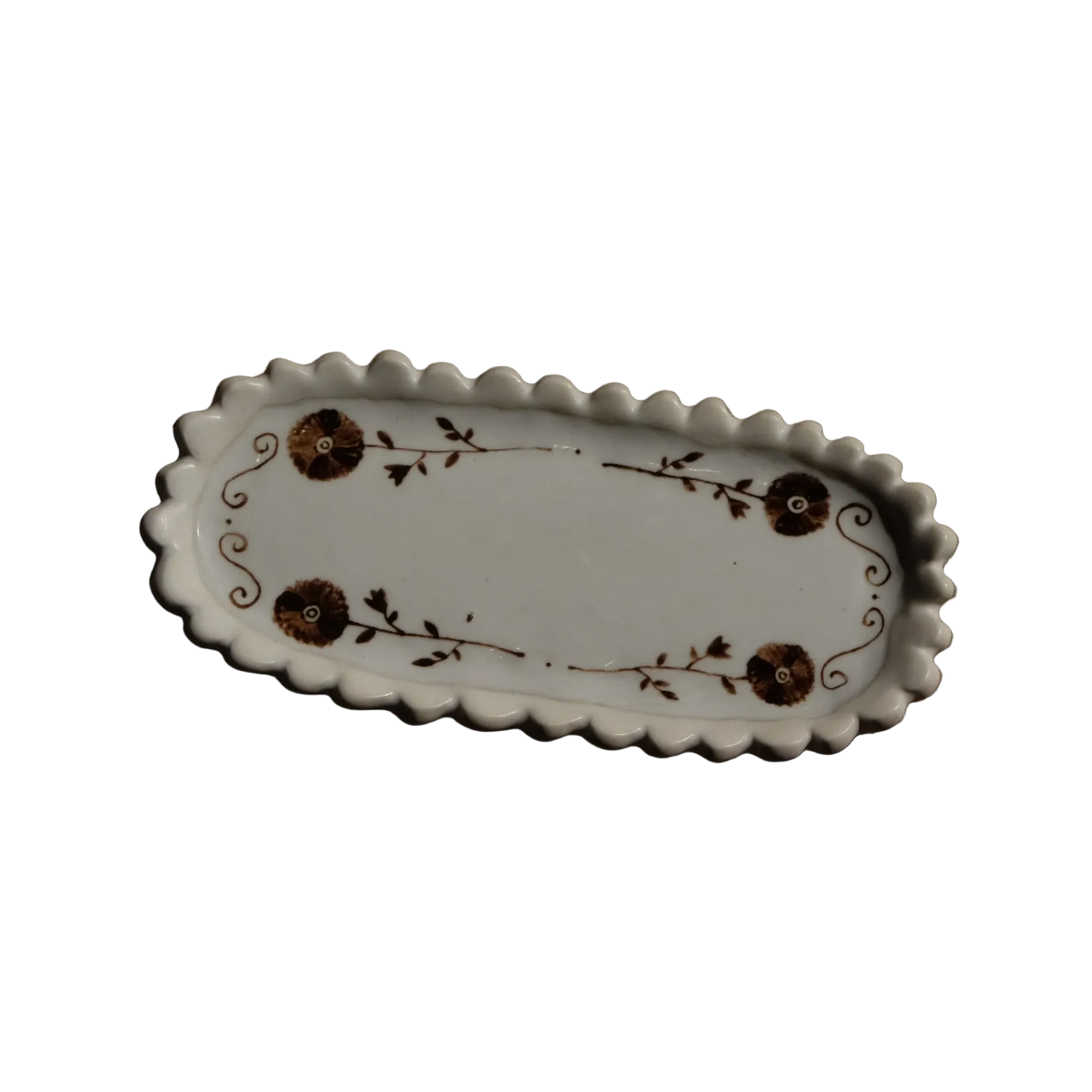 Stephanie Dawn Matthias ceramic tray with artisan flower designs and scalloping