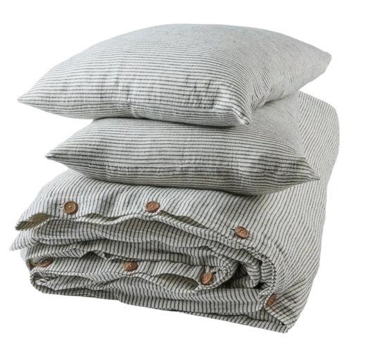Marina Duvet - Off White with Ink Stripe