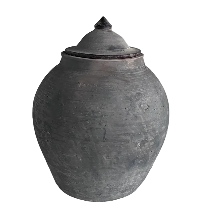 Lidded Village Jar