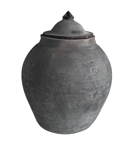 Lidded Village Jar