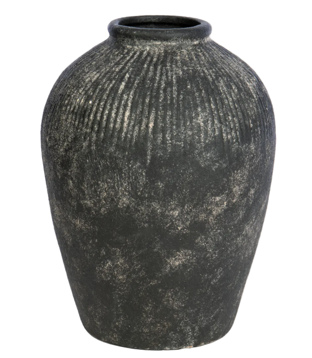 Tall Stoneware Style Terracotta Dark Vase