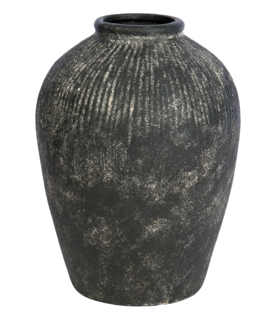 Tall Stoneware Style Terracotta Dark Vase