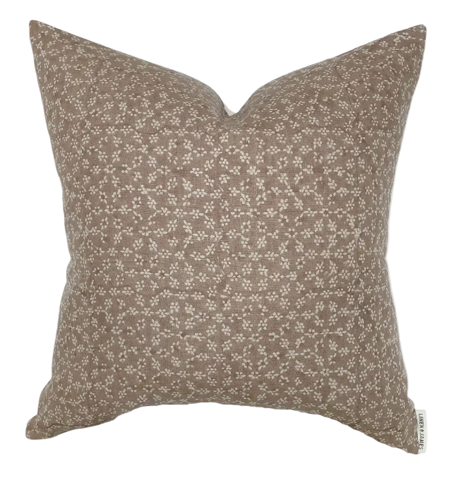 Blake | Dusty Rose Floral Handblock Pillow Cover
