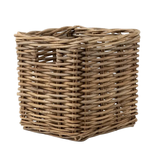 Rattan Square Kubu Grey Storage Baskets - Small