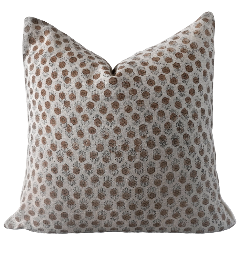 Kura - Indian Hand Block Linen Pillow Cover