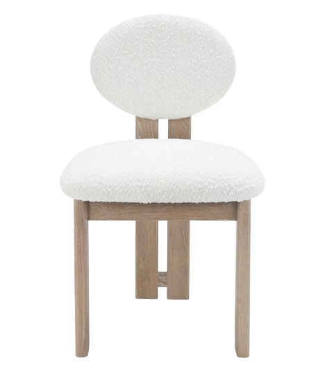 Aziz Sherpa Boucle Dining Chairs Off-White Oak