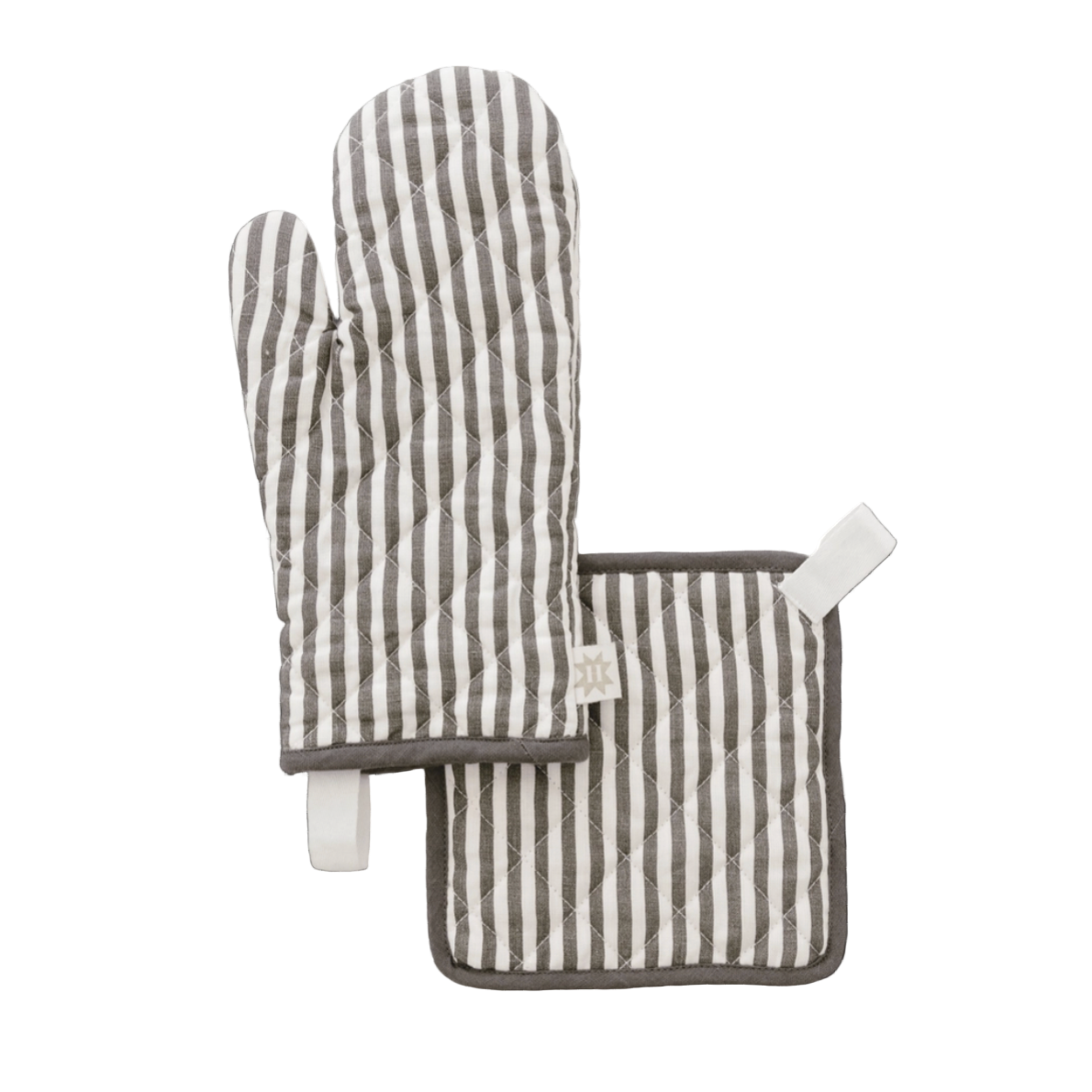 Quilted Linen Oven Mitt + Potholder Set | Pewter