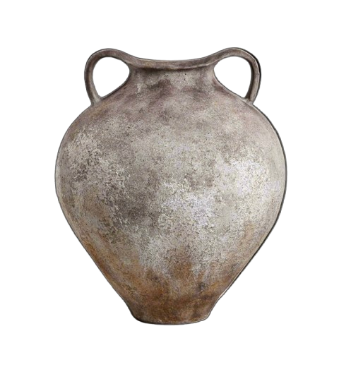 Lucero Textured Stone Vase - White Rustic Contemporary 21.6H