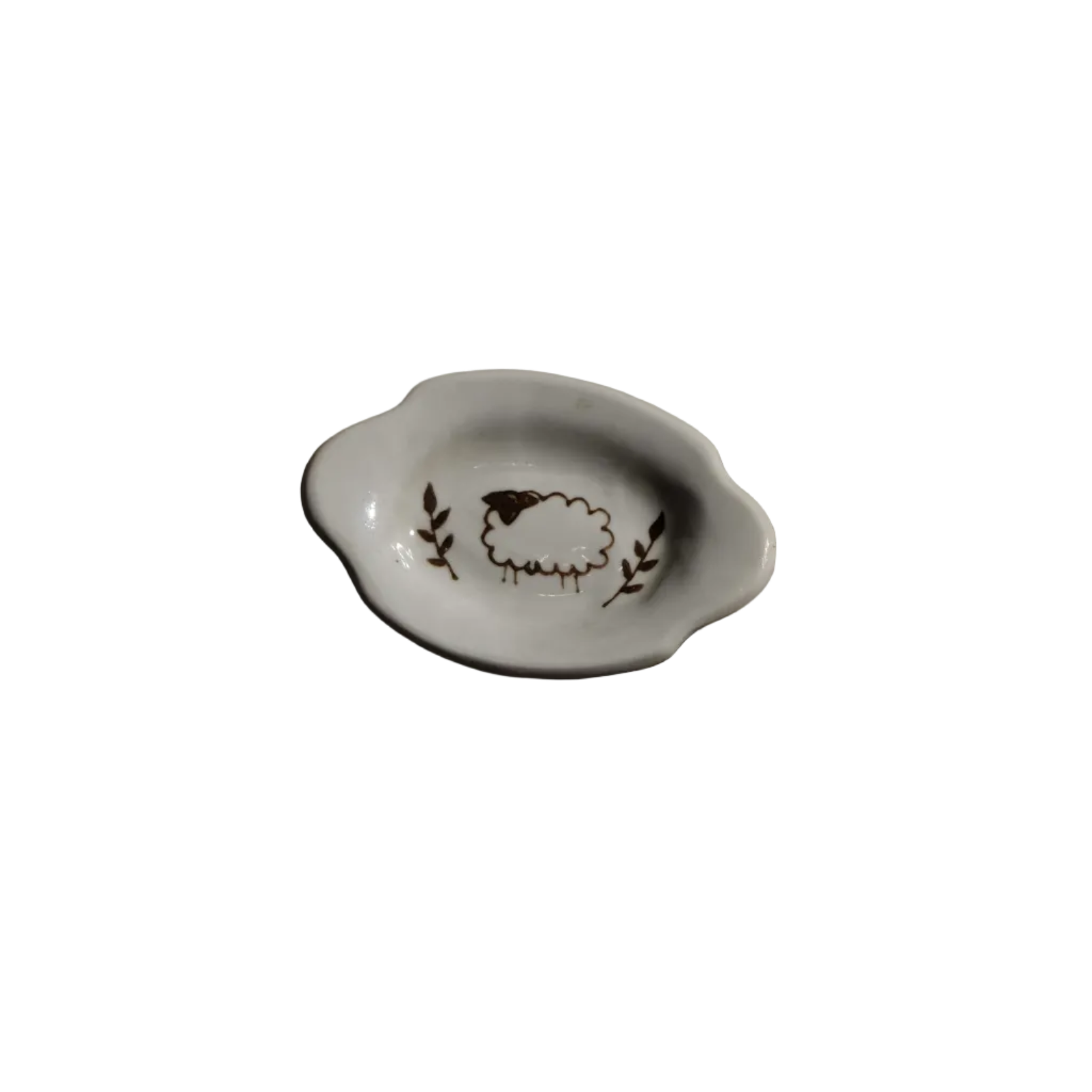 Stephanie Dawn Matthias artisan ceramic ring dish with small sheep design 