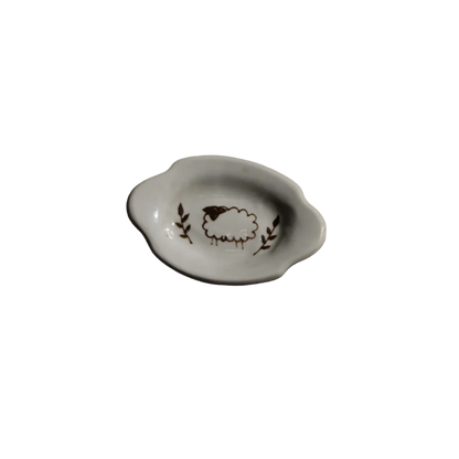 Stephanie Dawn Matthias artisan ceramic ring dish with small sheep design 