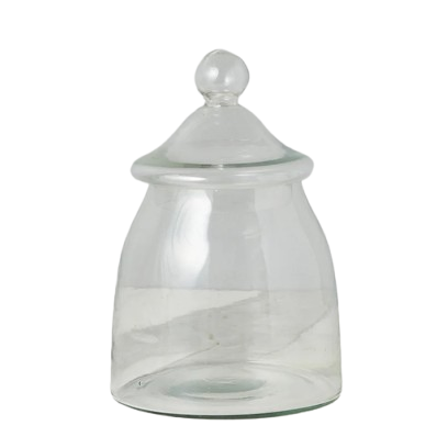 Clear glass bon bon jar with a lid for sealed storage