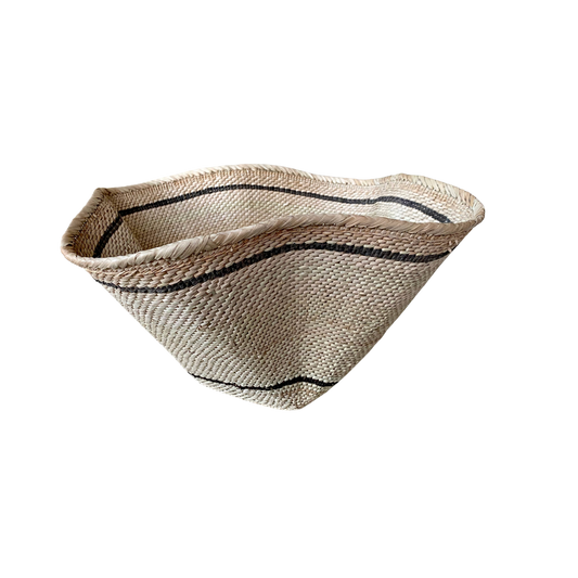 Striped and Waved Palm Leaf Dancing Basket
