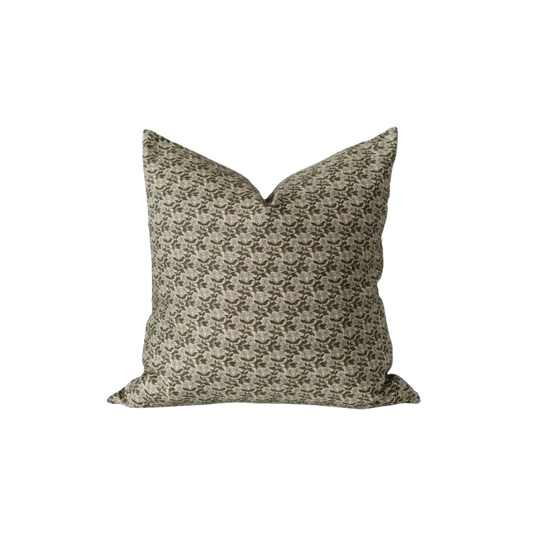 Serene Pillow Cover | Green Vintage Style Floral Throw Cover
