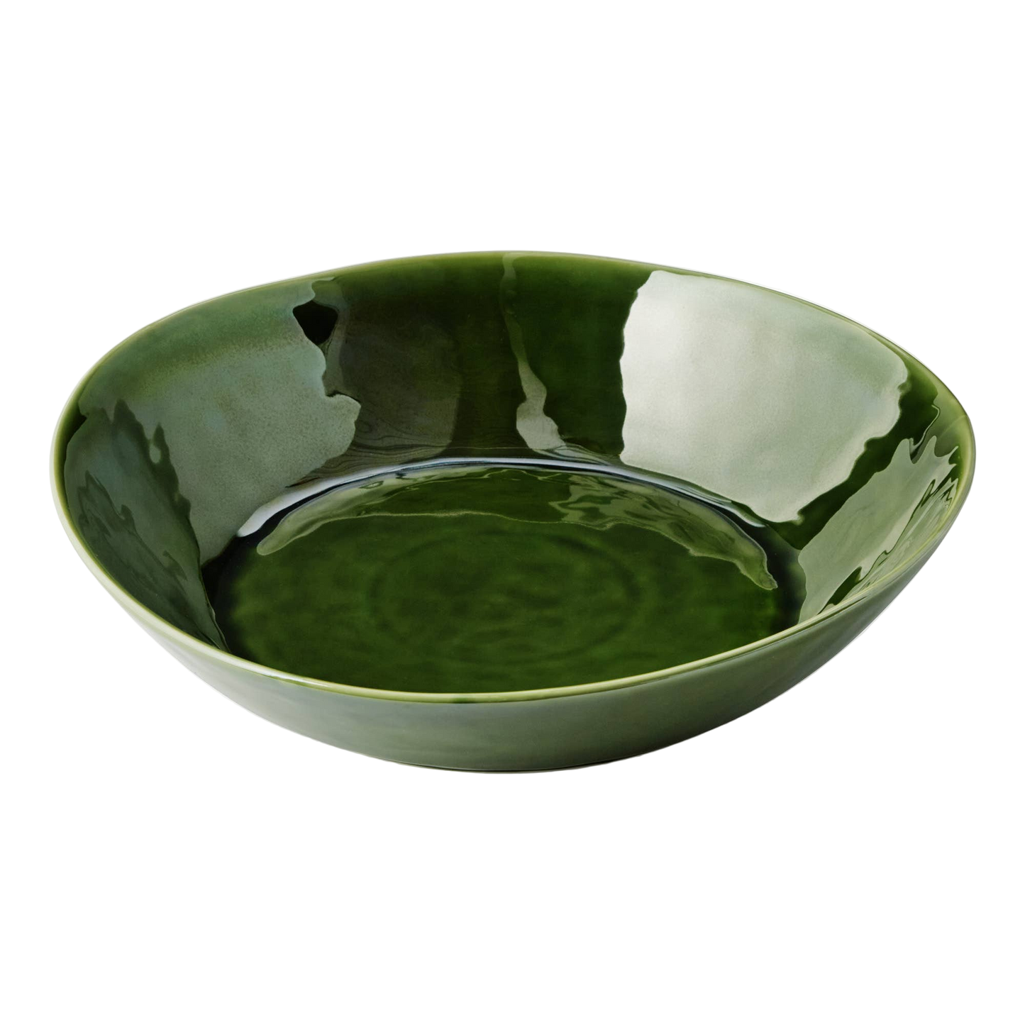 Green glazed ceramic bowl in a classic serving dish shape