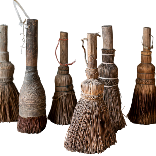 Traditional Chinese paint brush with worn handle and artisan craftsmanship
