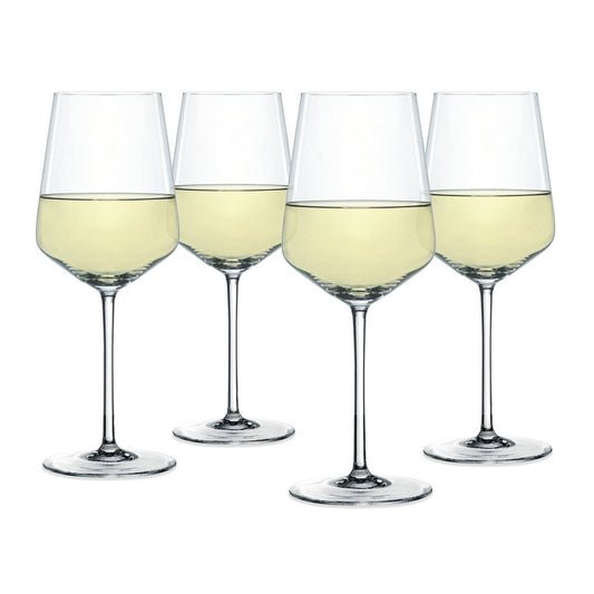 Stemmed Crystal White Wine Glasses - Set of 4