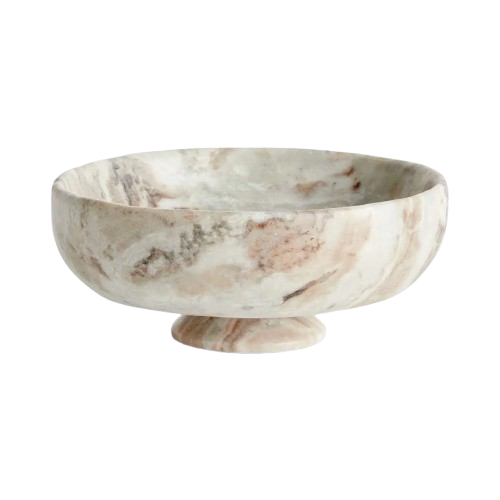 Josephine Footed Bowl - Brown/White Marble