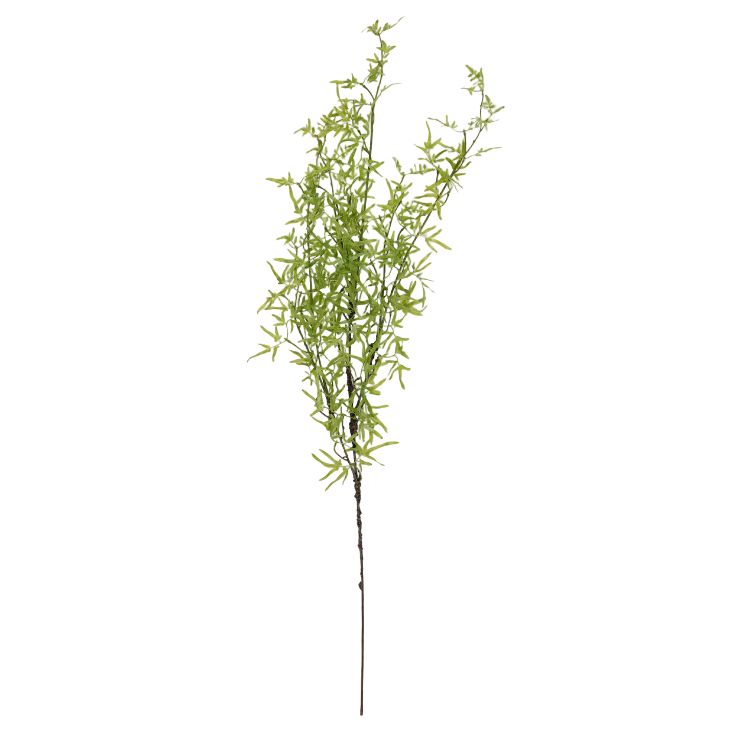 Artificial green plant branch on a white background