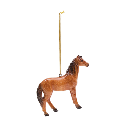 Christmas Brown Horse Ornament