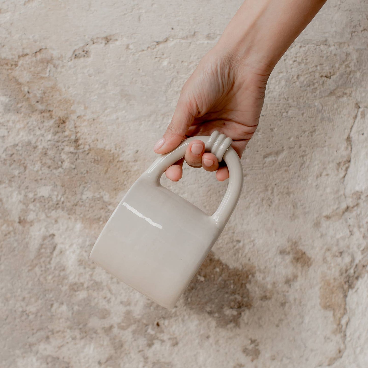 Large maxi mug Circle handmade ceramic design: Beige