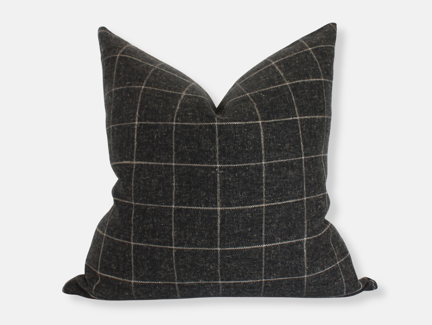 Black Plaid Lumbar Pillow Cover, Windowpane Throw Pillow: 14x20
