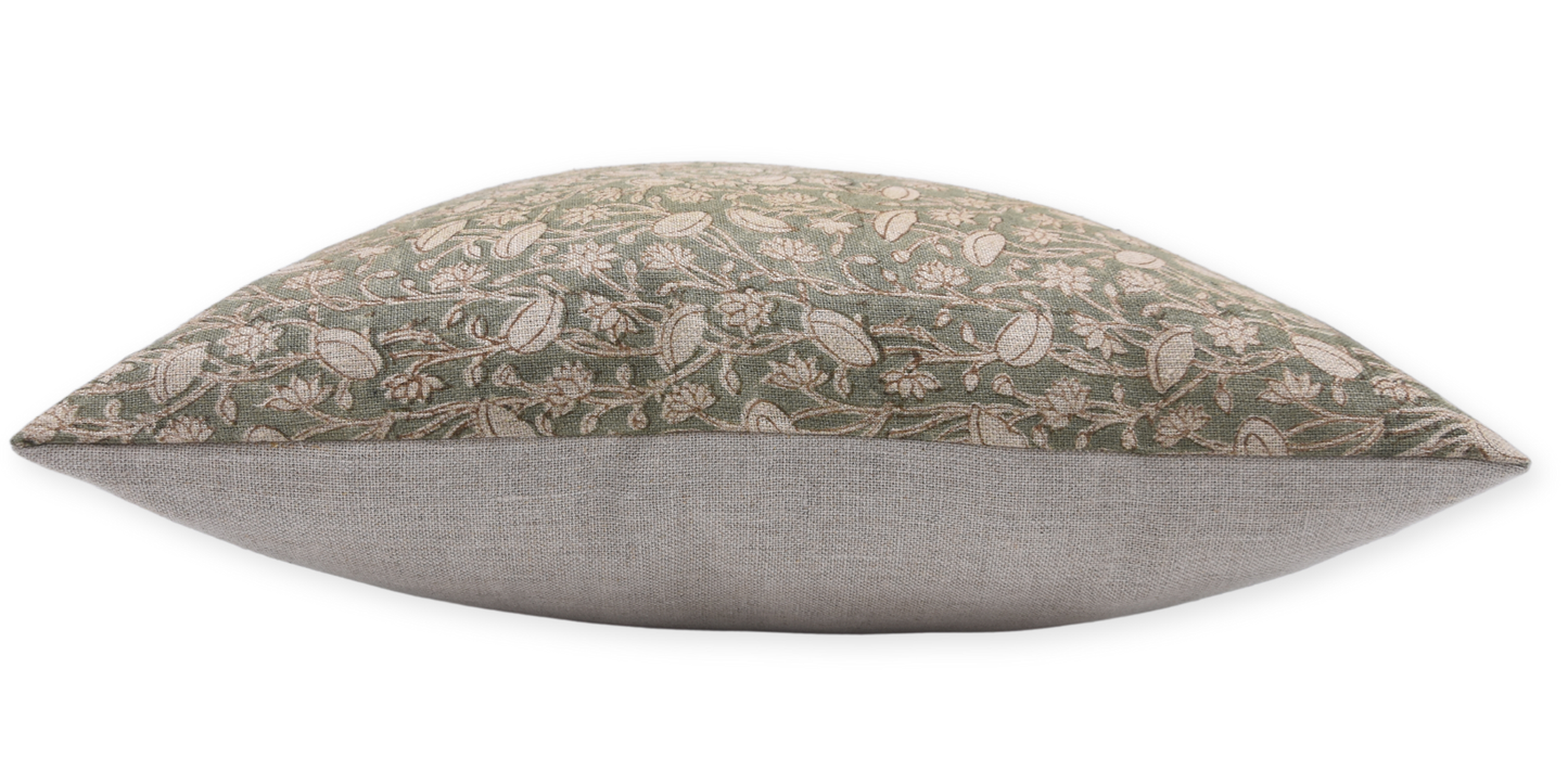 Handcrafted Style Blue Block Print Case Thick Linen - Pishta  22x22