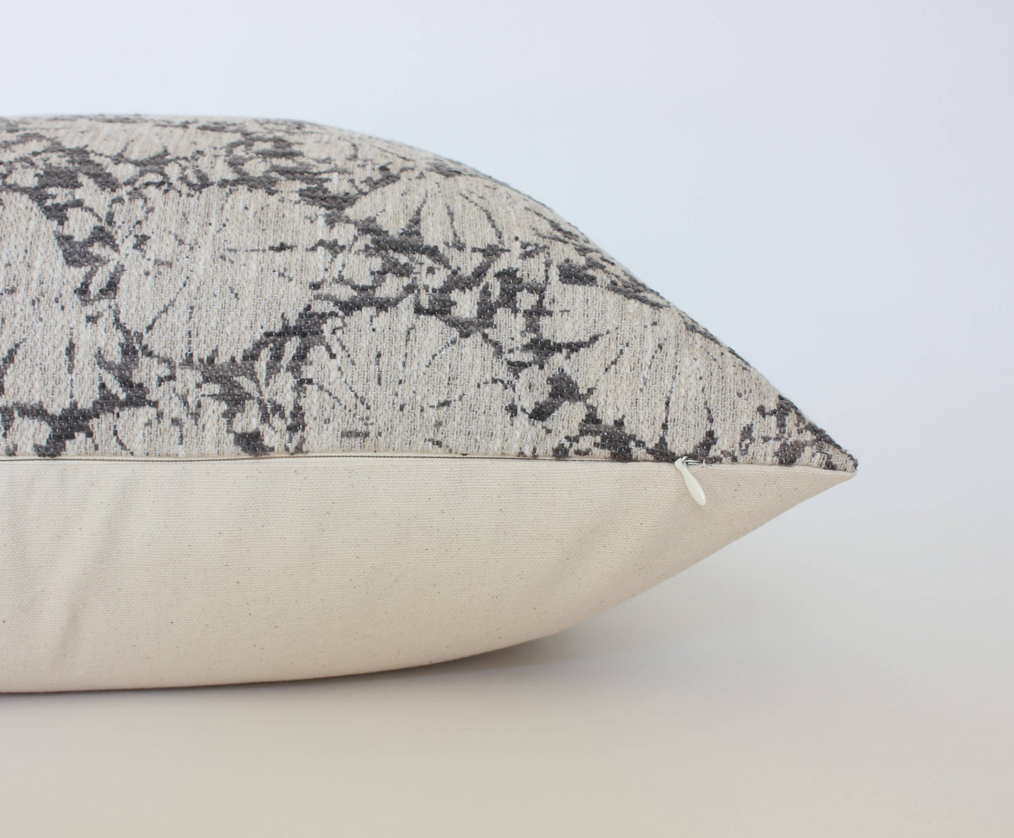 Charcoal Floral Lumbar Pillow Cover, Gray Pillow | Charlotte: 20x20