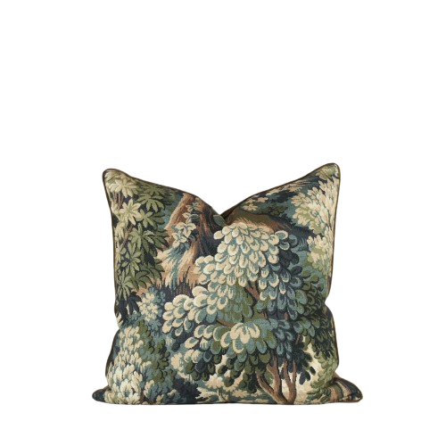 Yudi Pillow - Tapestry Pillow with Velvet Backing and Piping