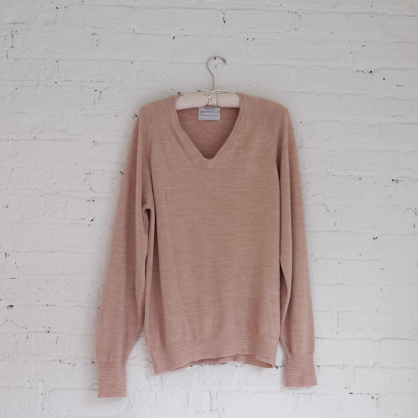 Vintage 1980s tan/beige Christian Dior v-neck sweater