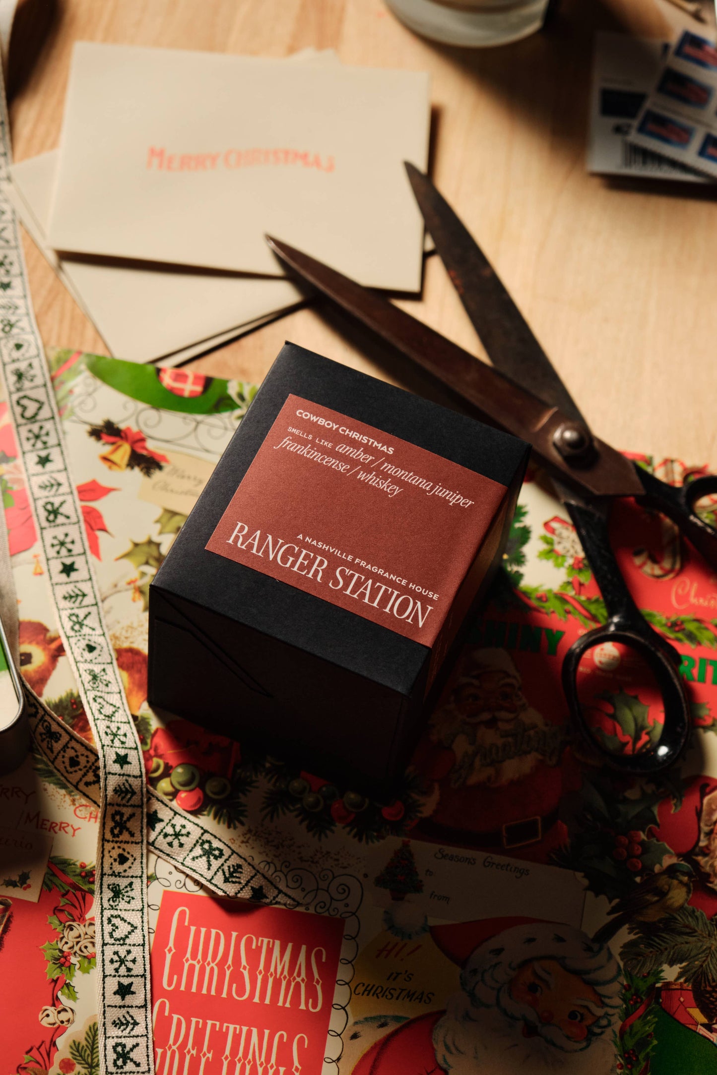 COWBOY CHRISTMAS CANDLE: 11oz Rocks Glass