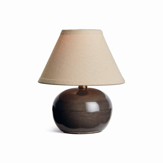 Oscar Mini Lamp - Gray Crackle Glaze - Linen Shade  - 8"