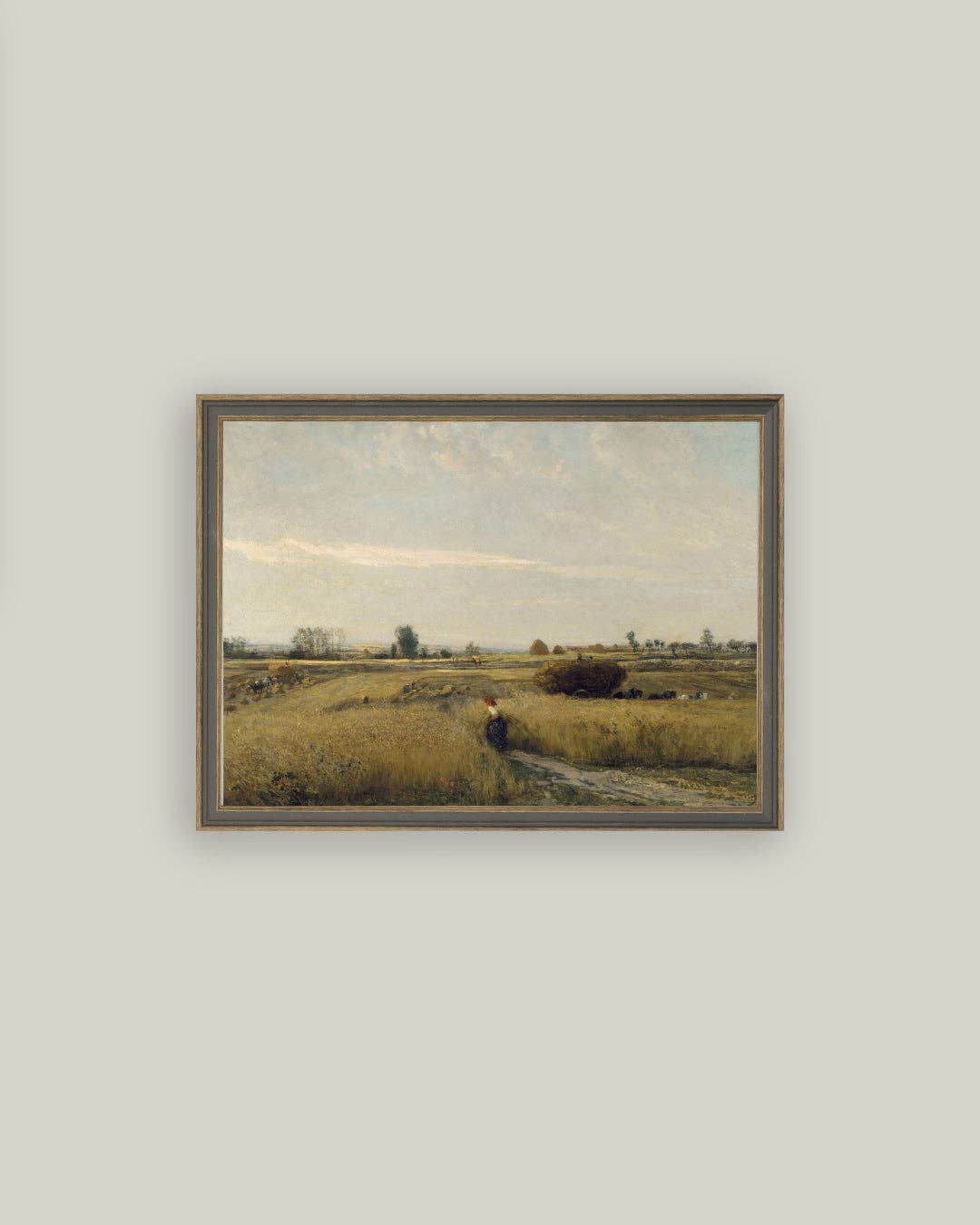 Harvest Landscape Framed Antique Art 9x7 Print