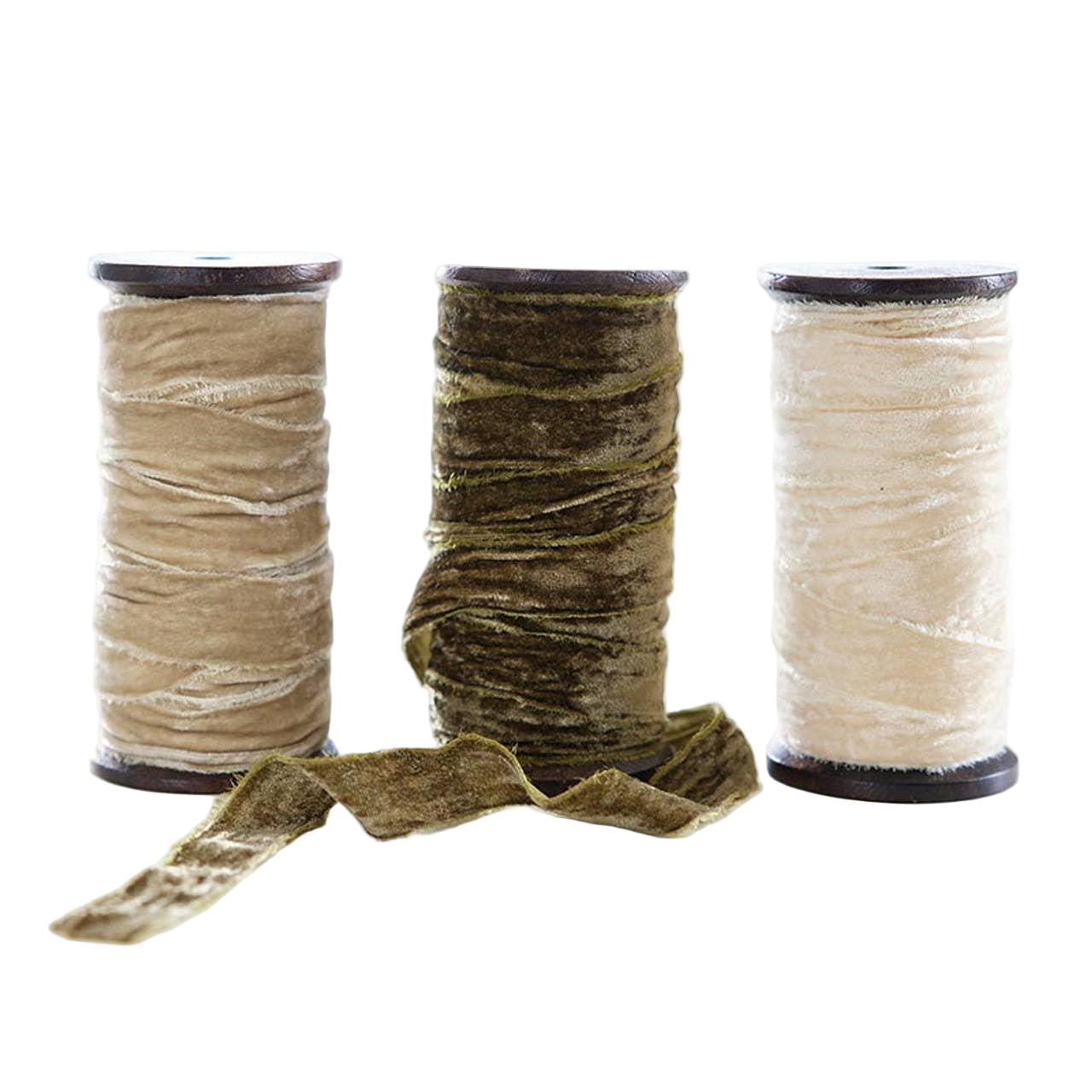 Frayed Velvet Spools - Ivory: Material