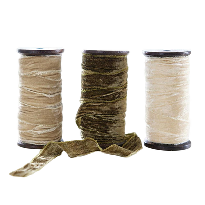 Frayed Velvet Spools - Ivory