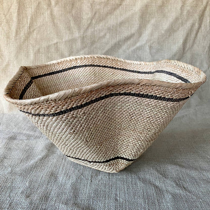 Striped and Waved Palm Leaf Dancing Basket