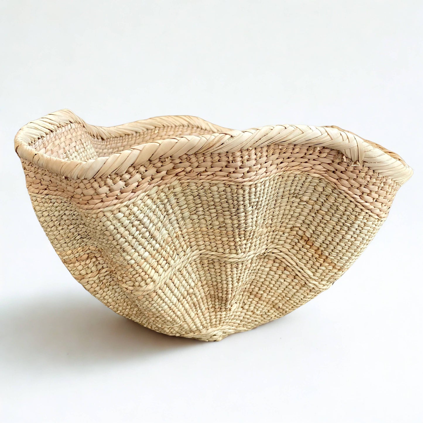 Dramatic Rippled Palm Leaf Dancing Basket: Small