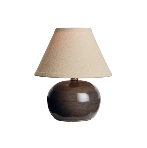 Oscar Mini Lamp - Gray Crackle Glaze - Linen Shade  - 8"