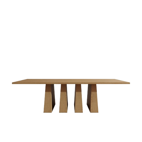 Sibian Table, Rectangular Natural Oak, 4-Pillar Base
