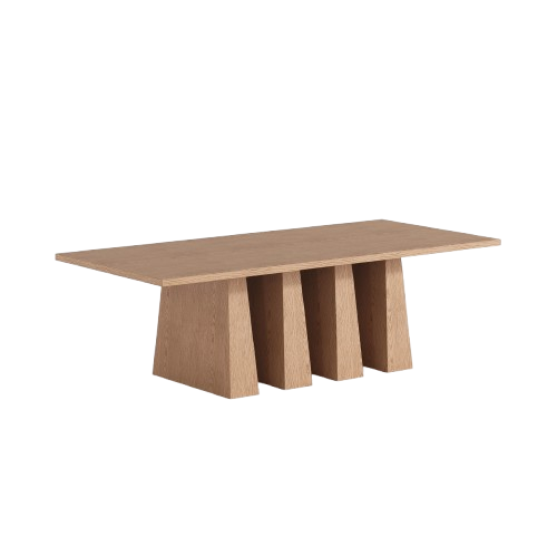 Sibian Table, Rectangular Natural Oak, 4-Pillar Base