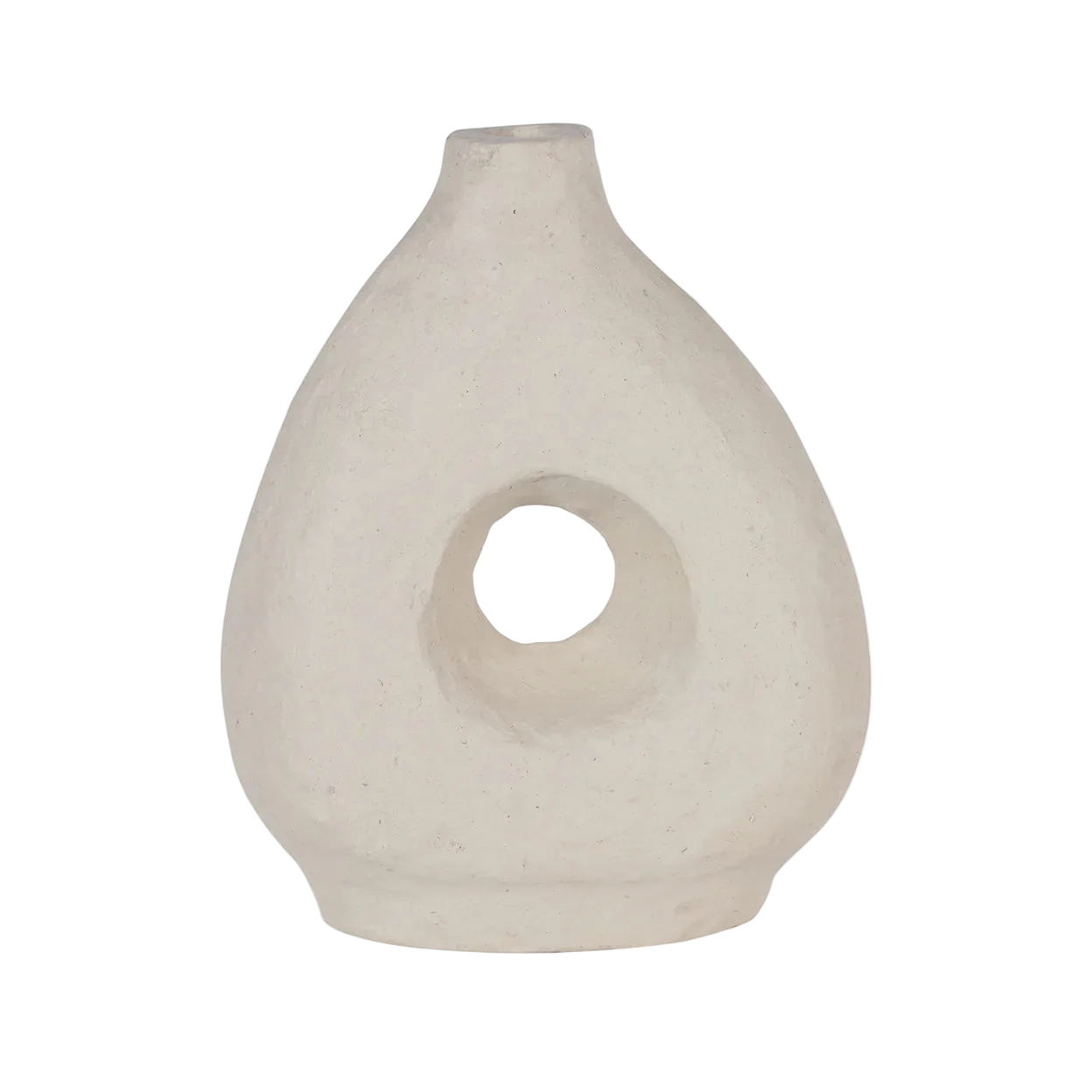 off white asymmetrical hand made paper mache vessel