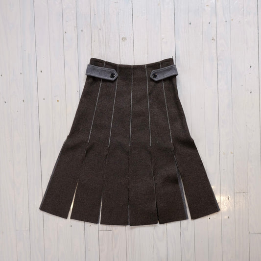 vintage suno brown and grey wide fringe skirt