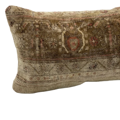 detail view of neutral vintage bohemian turkish lumbar pillow